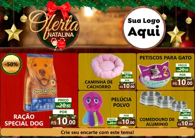 Modelo de Encarte para Encarte A4 Horizontal com o tema Ofertas Natalina para Pet Shop