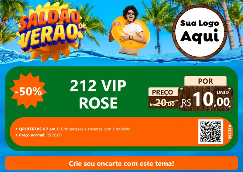 Modelo de Cartaz para Cartaz A4 Horizontal com o tema Saldão de Verão para Perfumes
