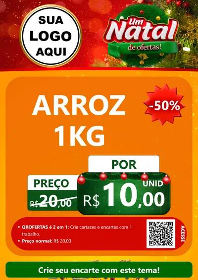 Modelo de Cartaz para Cartaz A4 Vertical com o tema Um Natal de Ofertas para Supermercado