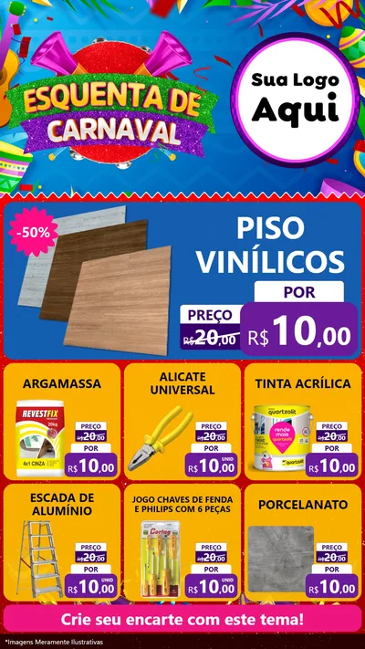 Modelo de Rede Social para Stories com o tema Esquenta de Carnaval para Material para Construção
