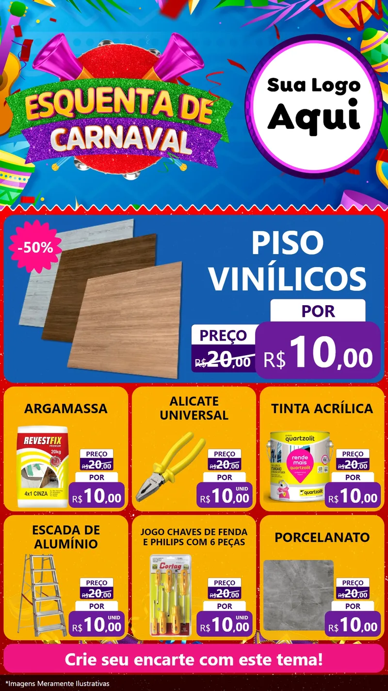 Modelo de Rede Social para Stories com o tema Esquenta de Carnaval para Material para Construção