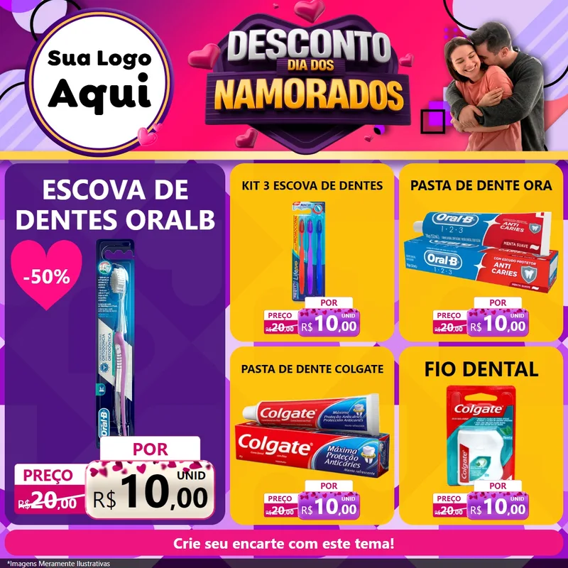 Modelo de Rede Social para Feed Facebook com o tema Desconto Dia dos Namorados para Higiene Pessoal