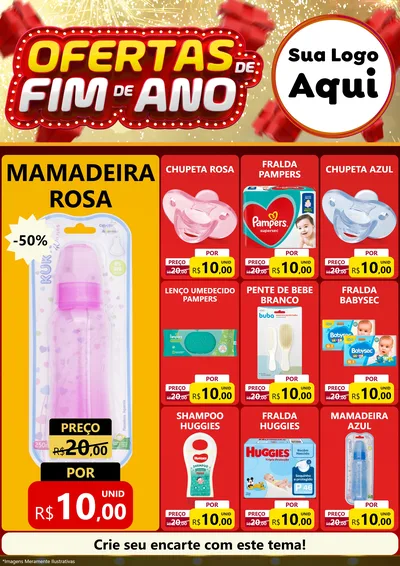 Modelo de Encarte para Encarte A4 Vertical com o tema Ofertas de Fim de Ano para Bebês