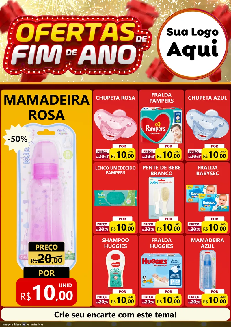 Modelo de Encarte para Encarte A4 Vertical com o tema Ofertas de Fim de Ano para Bebês
