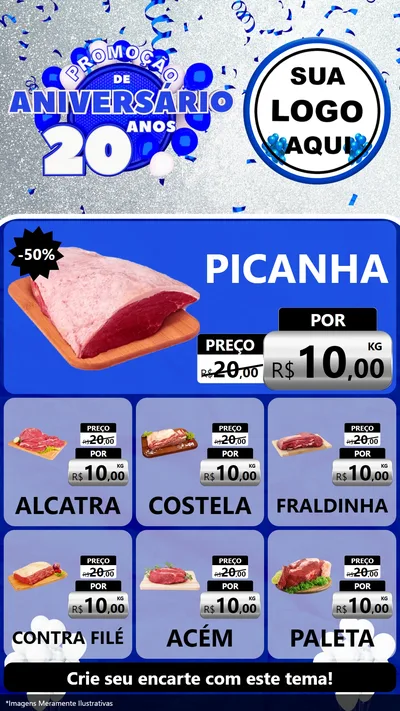 Modelo de Rede Social para Stories com o tema Promoção de Aniversário - 20 Anos para Açougue