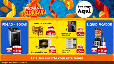 Modelo de TV para TV Horizontal com o tema Esquenta de Carnaval para Móveis e Eletro