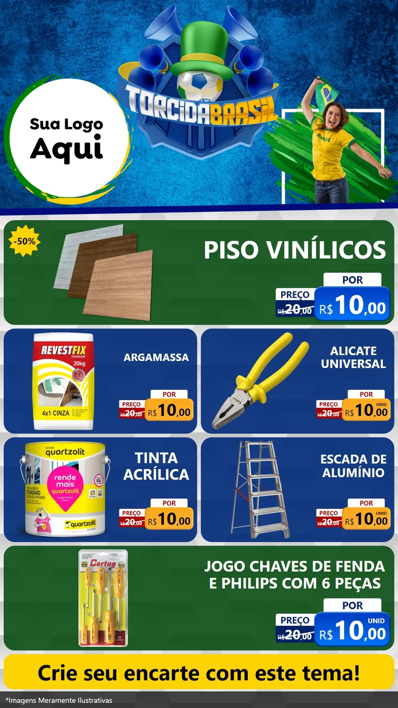 Modelo de TV para TV Vertical com o tema Torcida Brasil - Copa para Material para Construção