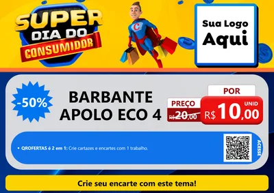 Modelo de Cartaz para Cartaz A4 Horizontal com o tema Super Dia do Consumidor para Armarinho e Aviamentos