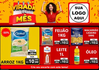 Modelo de Encarte para Encarte A4 Horizontal com o tema Virada de Mês para Supermercado
