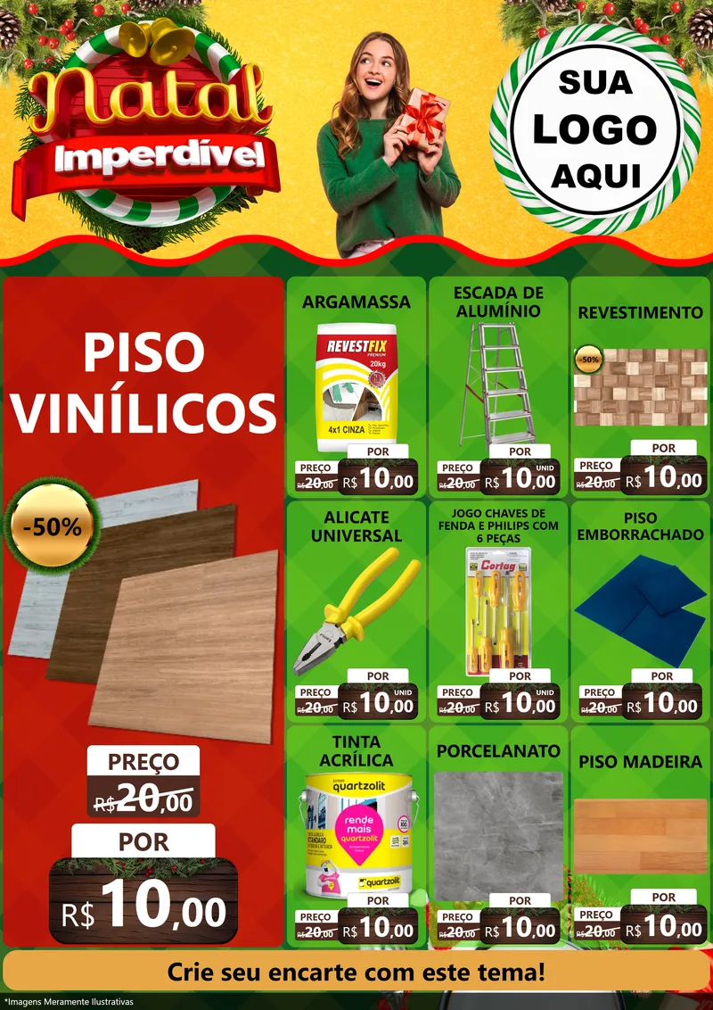 Modelo de Encarte para Encarte A4 Vertical com o tema Natal Imperdível para Material para Construção