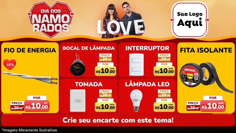 Modelo de TV para TV Horizontal com o tema Dia dos Namorados para Materiais Elétricos