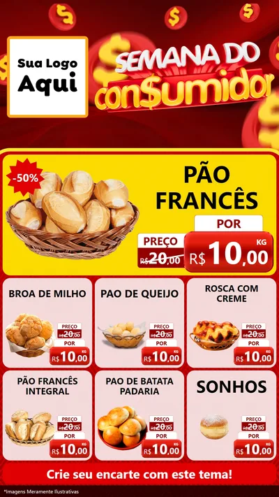 Modelo de Rede Social para Stories com o tema Semana do Consumidor para Padaria
