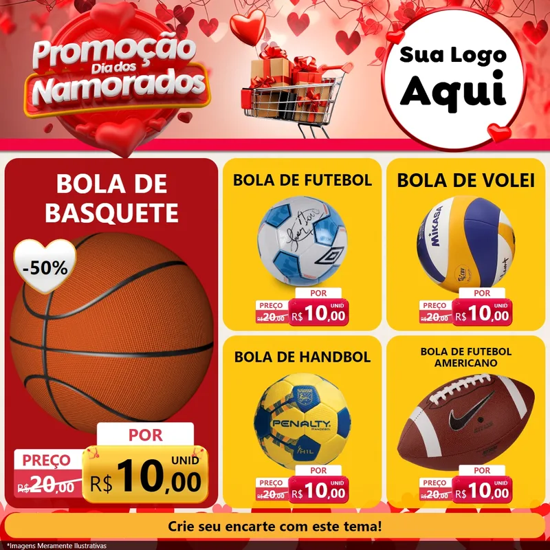 Modelo de Rede Social para Feed Facebook com o tema Promoção Dia dos Namorados para Artigos Esportivos