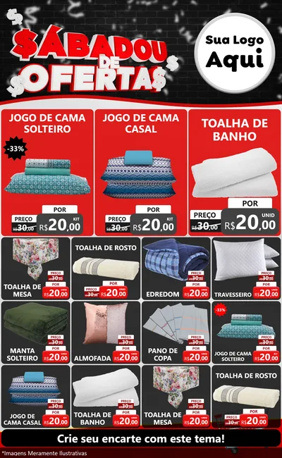 Modelo de Encarte para Encarte Grande com o tema Sabadou de Ofertas para Cama, Mesa e Banho