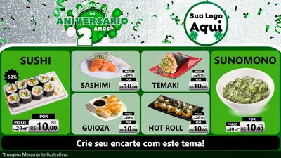 Modelo de TV para TV Horizontal com o tema Promoção de Aniversário - 2 Anos para Comida japonesa