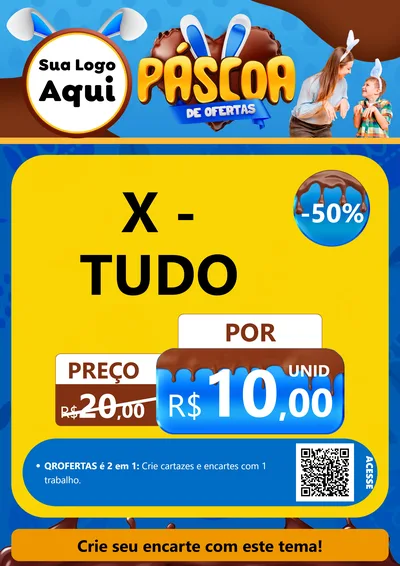 Modelo de Cartaz para Cartaz A4 Vertical com o tema Páscoa de Ofertas para Hamburgueria