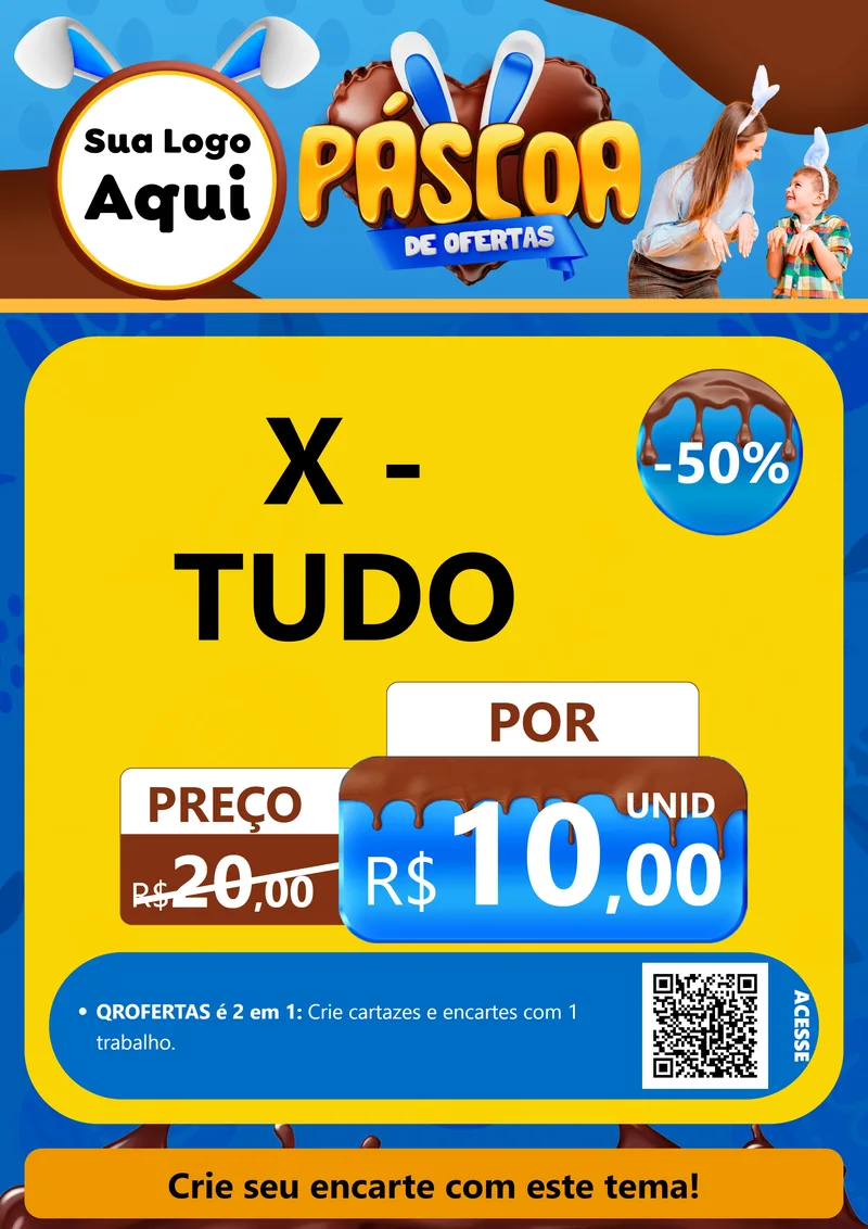 Modelo de Cartaz para Cartaz A4 Vertical com o tema Páscoa de Ofertas para Hamburgueria