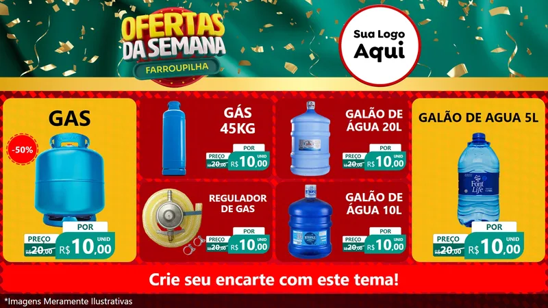 Modelo de TV para TV Horizontal com o tema Ofertas da Semana Farroupilha para Água e gás