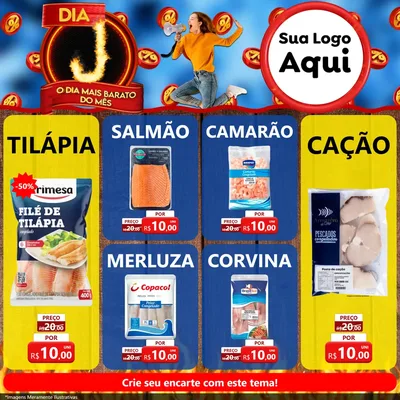 Modelo de Rede Social para Feed Facebook com o tema Dia J - O Dia Mais Barato Do Mês para Peixaria