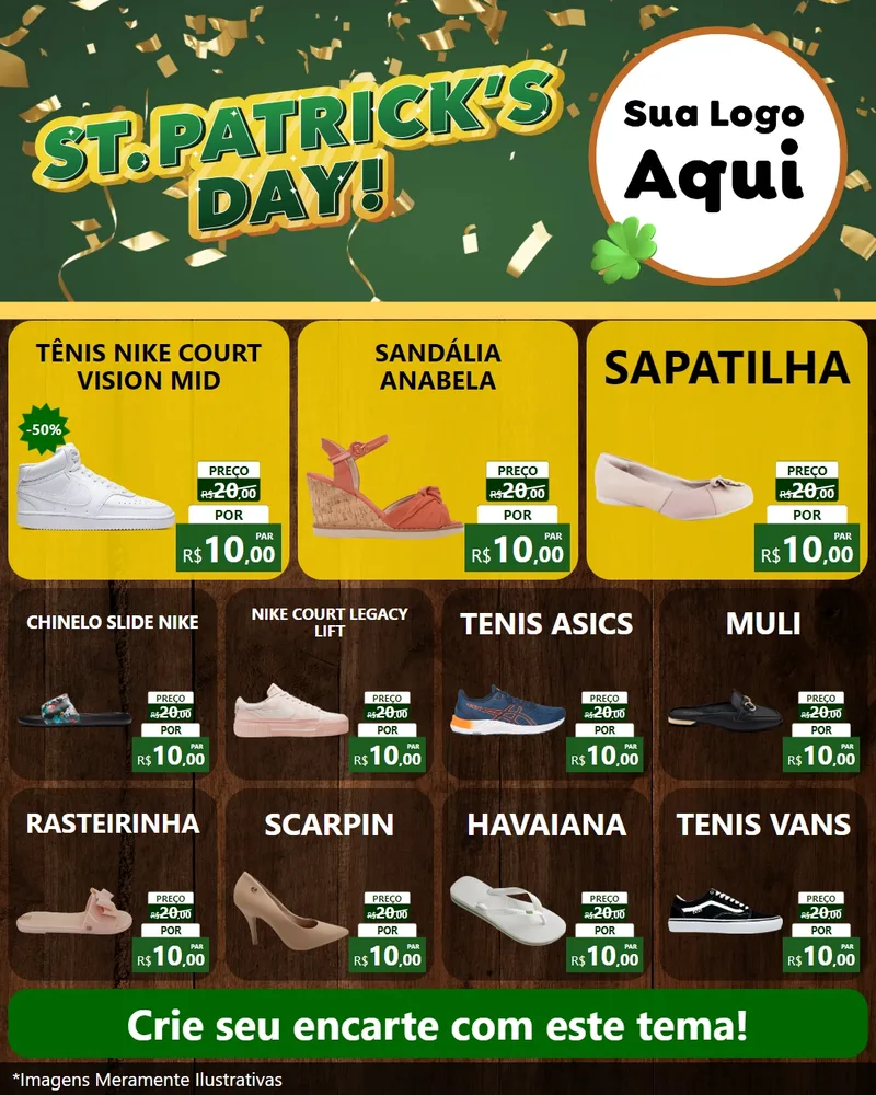 Modelo de Rede Social para Feed Instagram com o tema St Patriks Day para Calçados