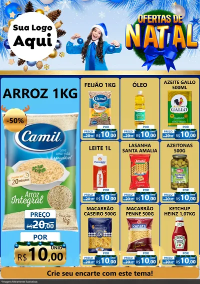 Modelo de Encarte para Encarte A4 Vertical com o tema Ofertas de Natal para Supermercado