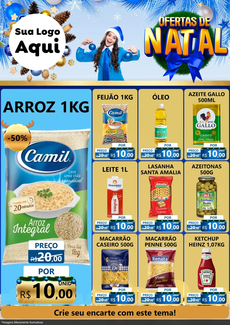 Modelo de Encarte para Encarte A4 Vertical com o tema Ofertas de Natal para Supermercado