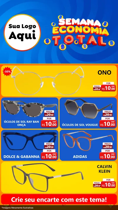 Modelo de TV para TV Vertical com o tema Semana Economia Total para Óticas