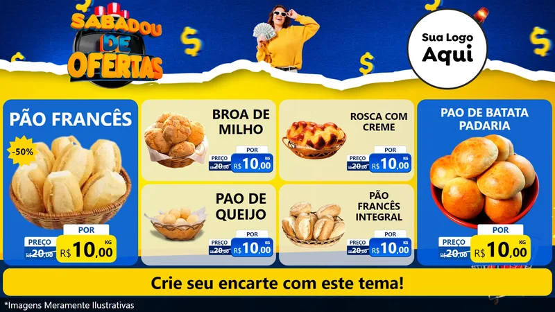 Modelo de TV para TV Horizontal com o tema Sabadou de Ofertas para Padaria