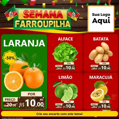 Modelo de Rede Social para Feed Facebook com o tema Semana Farroupilha para Hortifrúti