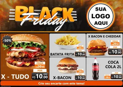 Modelo de Encarte para Encarte A4 Horizontal com o tema Black Friday para Hamburgueria