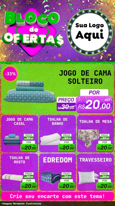 Modelo de Rede Social para Stories com o tema Bloco de Ofertas para Cama, Mesa e Banho
