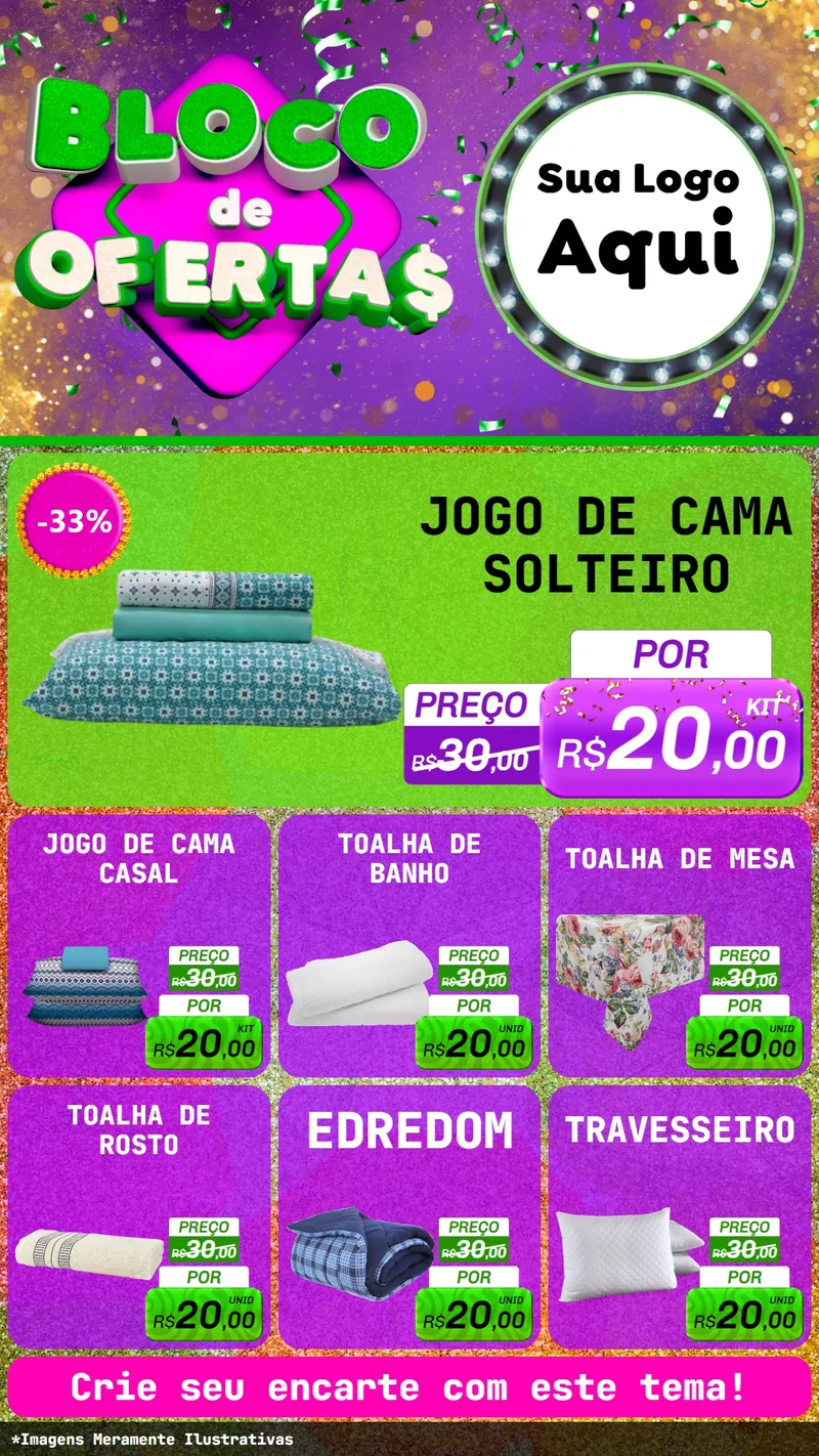 Modelo de Rede Social para Stories com o tema Bloco de Ofertas para Cama, Mesa e Banho