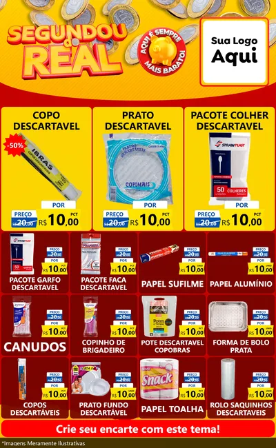 Modelo de Encarte para Encarte Grande com o tema Segundou do Real para Embalagens