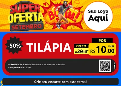 Modelo de Cartaz para Cartaz A4 Horizontal com o tema Super Oferta Setembro para Peixaria