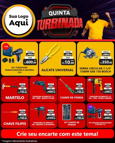 Modelo de Rede Social para Feed Instagram com o tema Quinta Turbinada para Maquinas e Ferramentas