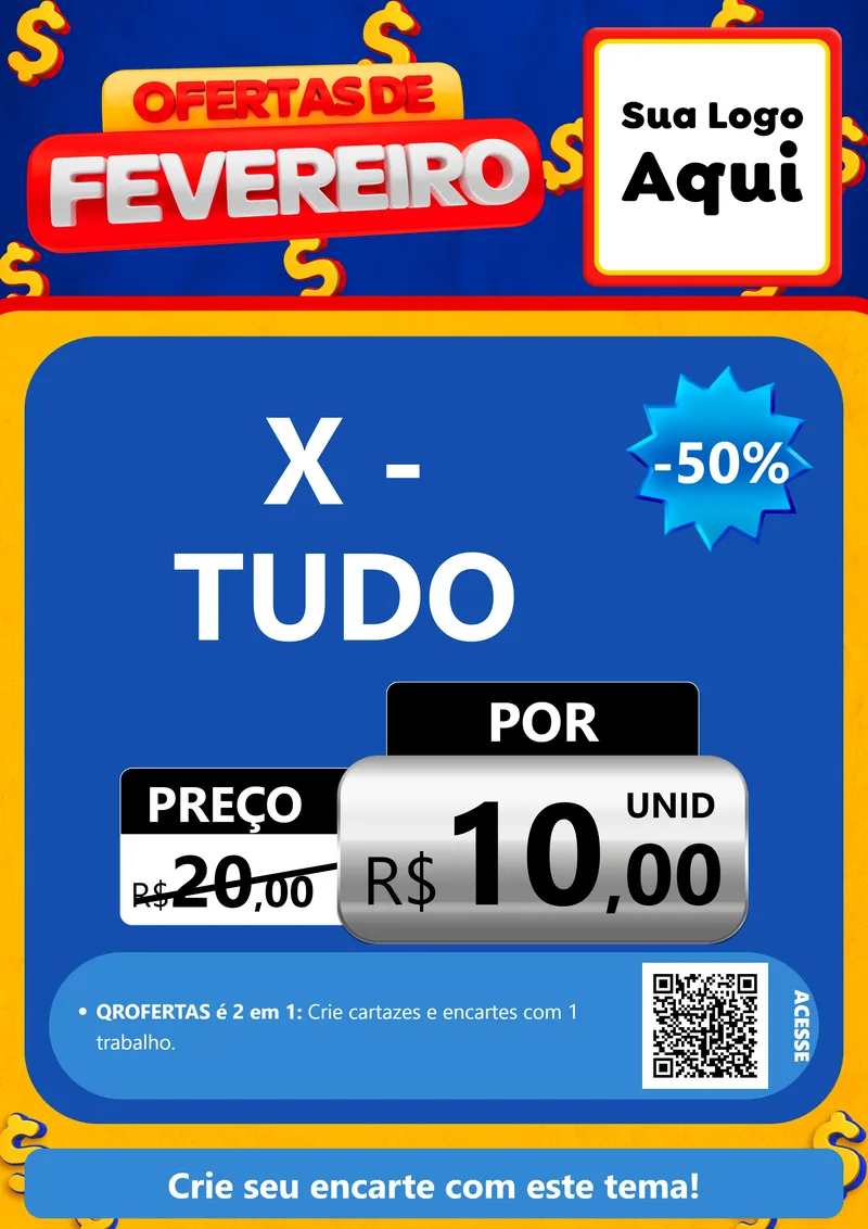 Modelo de Cartaz para Cartaz A4 Vertical com o tema Ofertas de Fevereiro para Hamburgueria