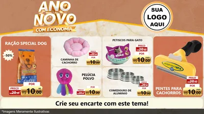 Modelo de TV para TV Horizontal com o tema Ano Novo Com Economia para Pet Shop