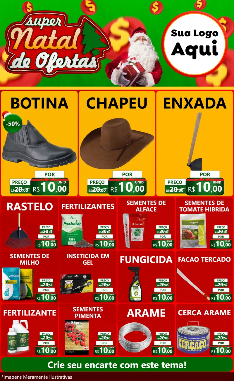 Modelo de Encarte para Encarte Grande com o tema Super Natal de Ofertas para Agropecuária