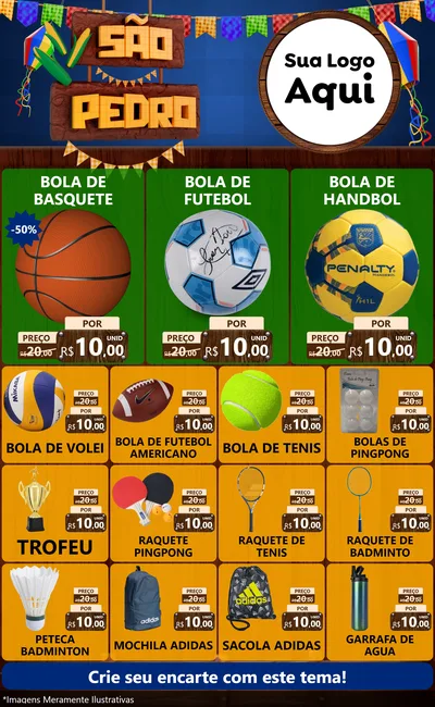 Modelo de Encarte para Encarte Grande com o tema São Pedro para Artigos Esportivos