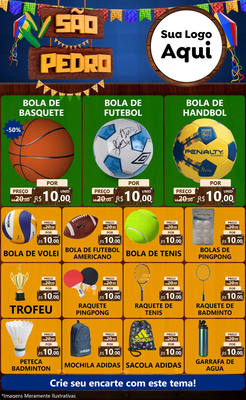Modelo de Encarte para Encarte Grande com o tema São Pedro para Artigos Esportivos