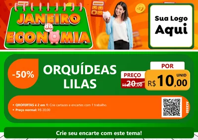 Modelo de Cartaz para Cartaz A4 Horizontal com o tema Janeiro da Economia para Floricultura e jardim