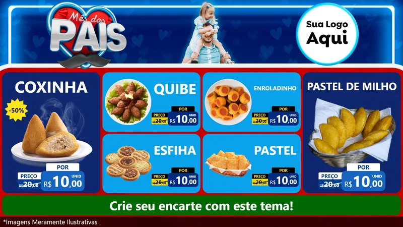 Modelo de TV para TV Horizontal com o tema Mês Dos Pais para Salgadaria
