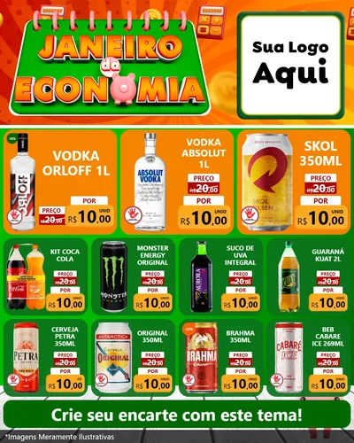 Modelo de Rede Social para Feed Instagram com o tema Janeiro da Economia para Distribuidora de bebidas