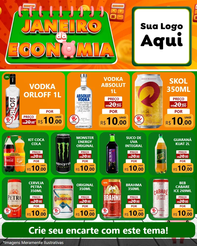 Modelo de Rede Social para Feed Instagram com o tema Janeiro da Economia para Distribuidora de bebidas