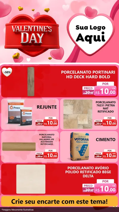Modelo de TV para TV Vertical com o tema Valentine's Day para Pisos e revestimentos