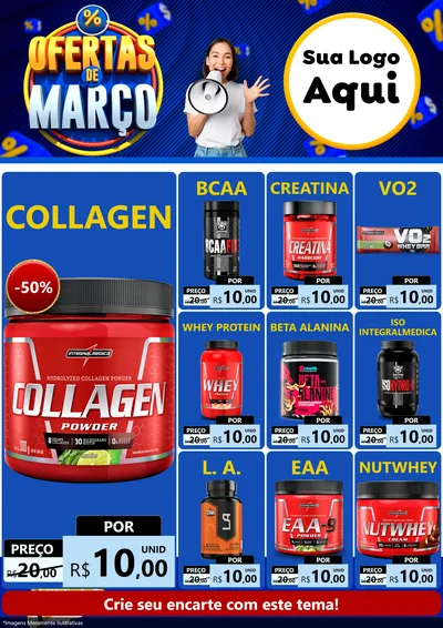 Modelo de Encarte para Encarte A4 Vertical com o tema Ofertas de Março para Suplementos alimentares