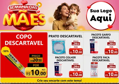 Modelo de Encarte para Encarte A4 Horizontal com o tema Semana das Mães para Embalagens