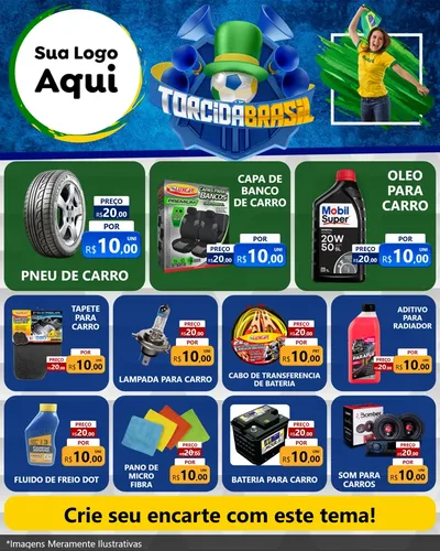 Modelo de Rede Social para Feed Instagram com o tema Torcida Brasil - Copa para Auto peças