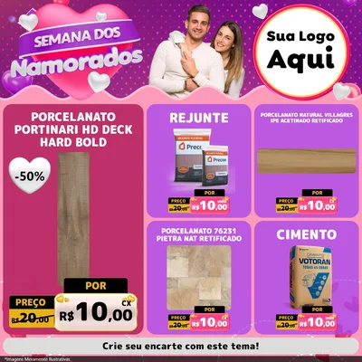 Modelo de Rede Social para Feed Facebook com o tema Semana dos Namorados para Pisos e revestimentos