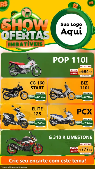 Modelo de TV para TV Vertical com o tema Show de Ofertas Imbatíveis para Concessionaria de Motos